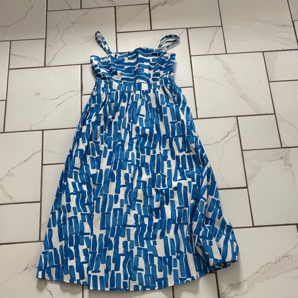 Nine West Blue, White Watercolor Midi Dress - Wedding/Event - NWT, sz Small